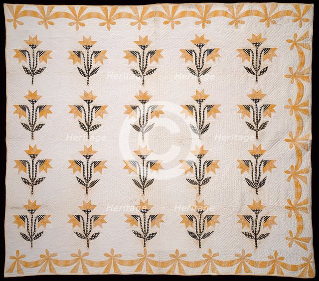 Bedcover (North Carolina Lily or Virginia Lily Quilt), United States, c.1840. Creator: Unknown.