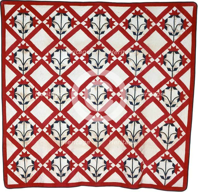 Bedcover (North Carolina Lily Quilt), United States, c. 1850. Creator: Unknown.