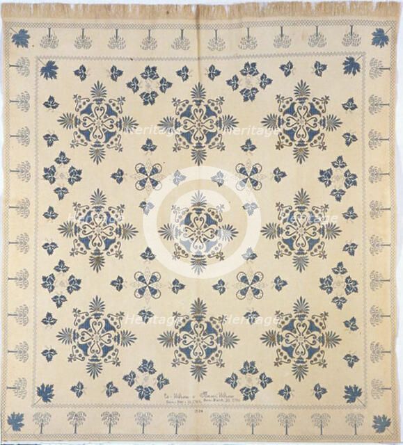 Bedcover, New York, 1854. Creator: Unknown.