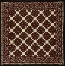 Bedcover (Nine Patch Quilt), United States, 1800/20. Creator: Unknown