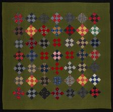 Bedcover ("Nine Patch" Quilt), United States, late 19th century. Creator: Unknown
