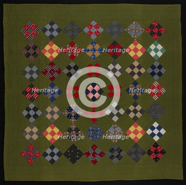 Bedcover ("Nine Patch" Quilt), United States, late 19th century. Creator: Unknown.