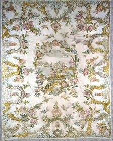 Bedcover Showing the Landing of Columbus, Italy, 1750/1800. Creator: Unknown