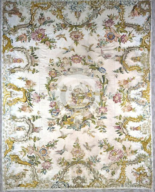 Bedcover Showing the Landing of Columbus, Italy, 1750/1800. Creator: Unknown.