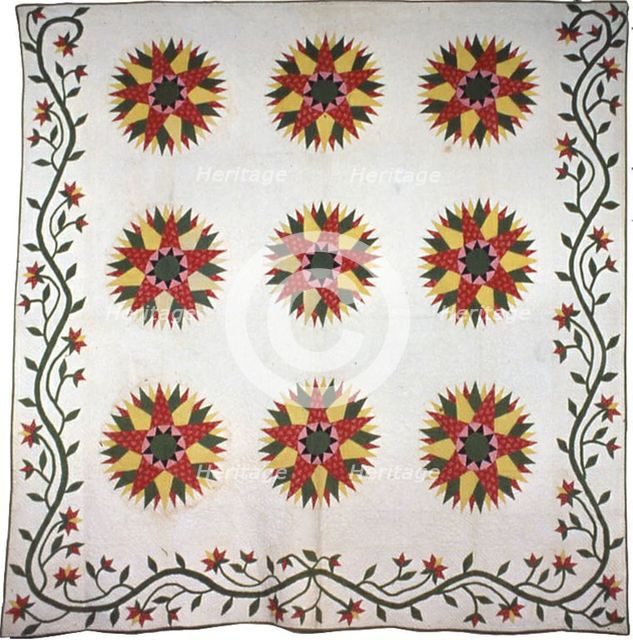 Bedcover (Slashed Star or Rose Window Quilt), United States, c. 1840. Creator: Unknown.
