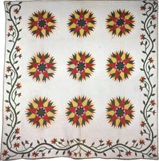 Bedcover (Slashed Star or Rose Window Quilt), United States, c. 1840. Creator: Unknown