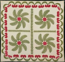 Bedcover (Princess Feather or Ostrich Plume Quilt), United States, c. 1850. Creator: Unknown