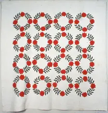 Bedcover (Rose Wreath), United States, c. 1845/50. Creator: Unknown