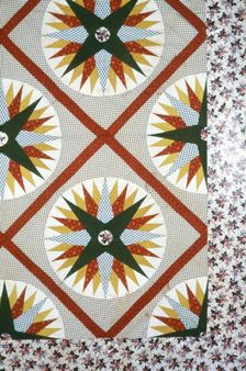 Bedcover (Unfinished Mariner's Compass Quilt), Pennsylvania, 1845/55. Creator: Unknown
