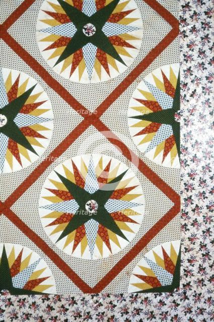 Bedcover (Unfinished Mariner's Compass Quilt), Pennsylvania, 1845/55. Creator: Unknown.