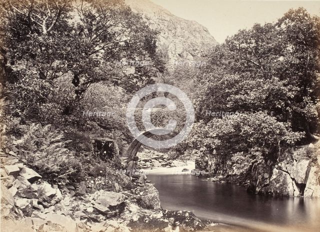 Beddgelert, Pont Aberglaslyn, From Below Bridge, No. 2. (517), Printed 1860 circa. Creator: Francis Bedford.