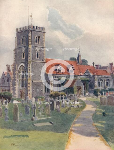 'Beddington Church', 1912, (1914). Artist: James S Ogilvy.