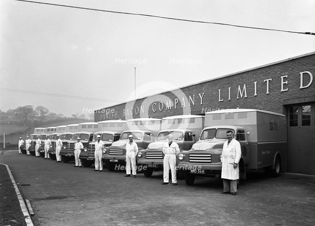 Bedford delivery lorries at the Danish Bacon Co, Kilnhurst, South Yorkshire, 1957.  Creator: Michael Walters.