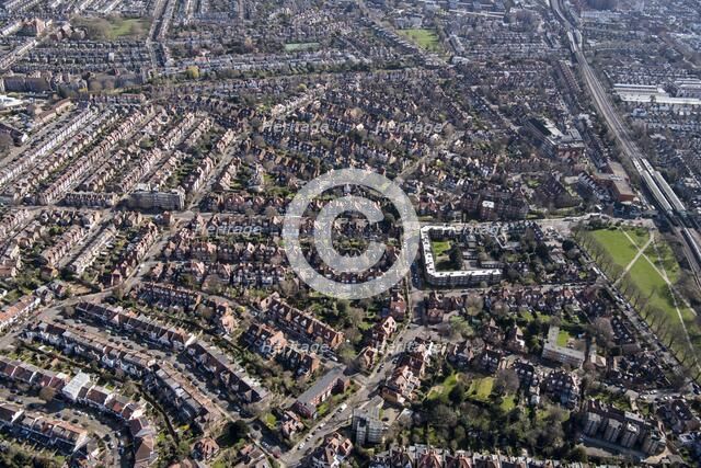 Bedford Park, considered a prototype for later garden suburbs and cities, London, 2018. Creator: Historic England Staff Photographer.