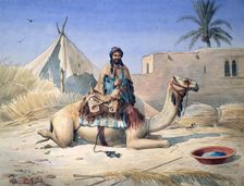 Bedouin and Camel 1830. Artist: Emile Prisse D'Avennes