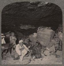 Bedouin cave-dwellers in their caves c1900