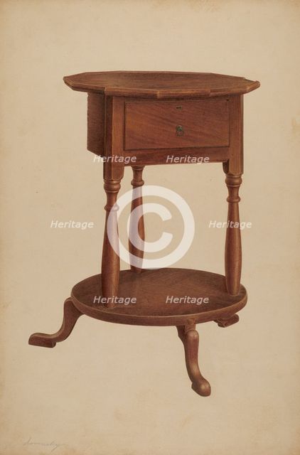 Bedside Table, 1940. Creator: Isidore Sovensky.