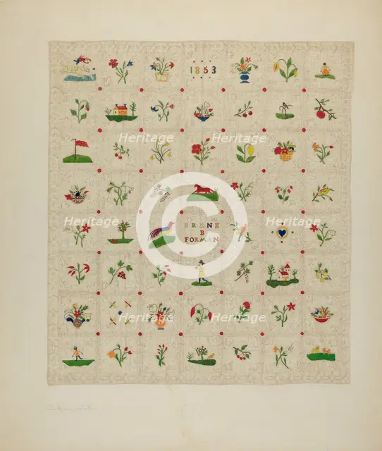 Bedspread, c. 1940. Creator: Catherine Fowler.