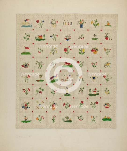 Bedspread, c. 1940. Creator: Catherine Fowler.