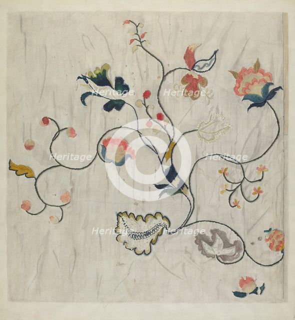 Bedspread (Detail), c. 1938. Creator: Mildred E Bent.