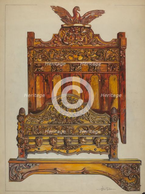 Bedstead, c. 1937. Creator: Florence Truelson.