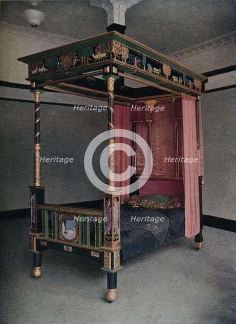 'Bedstead decorated by Jessie Bayes', c1913. Artist: Unknown.