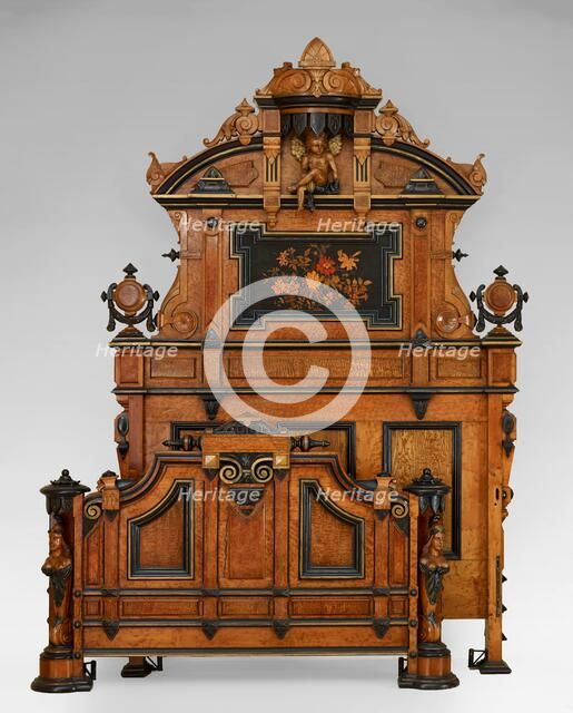 Bedstead (from a suite), about 1880. Creator: Unknown.