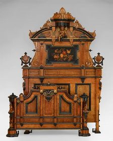 Bedstead (from a suite), about 1880. Creator: Unknown