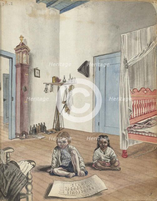 Bedroom with son Jantje and Bietja, an enslaved girl, 1784. Creator: Jan Brandes.