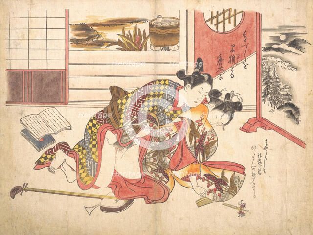 Bedroom Scene, ca. 1739., ca. 1739. Creator: Okumura Masanobu.