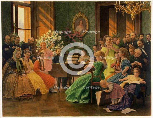 Bedrich Smetana in circle of friends in 1865, 1923. Creator: Dvorak, Franz (Frantisek) (1862-1927).