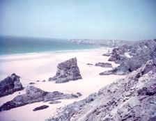 Bedruthan Bay, Newquay, Cornwall, c1955. Creator: Arthur Charles Kirby Ware