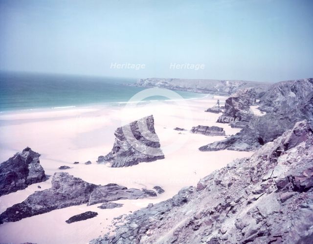 Bedruthan Bay, Newquay, Cornwall, c1955. Creator: Arthur Charles Kirby Ware.