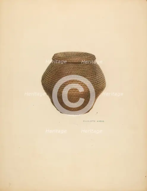 Bee Basket and Cover, c. 1938. Creator: Charlotte Angus.