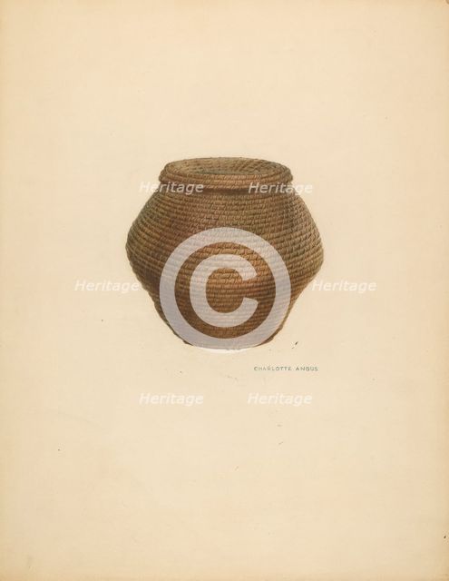 Bee Basket and Cover, c. 1938. Creator: Charlotte Angus.
