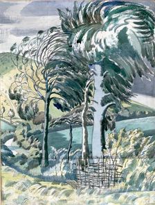 Beeches in the Wind, 1918. Creator: Paul Nash