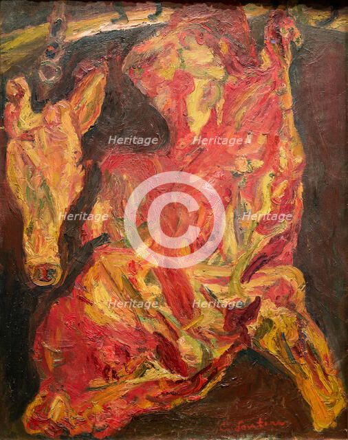 Beef carcass and head of veal (Boeuf et tête de veau), ca 1923.