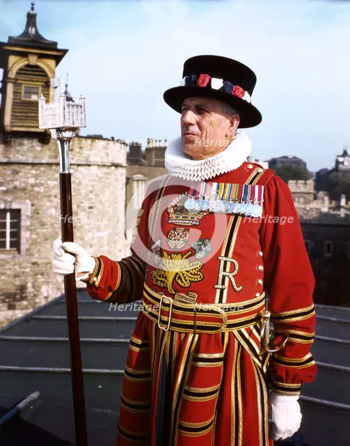 Beefeater at the Tower of London, c1955. Creator: Arthur Charles Kirby Ware.