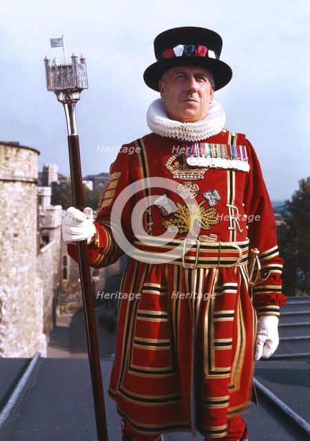 Beefeater at the Tower of London, c1955. Creator: Arthur Charles Kirby Ware.