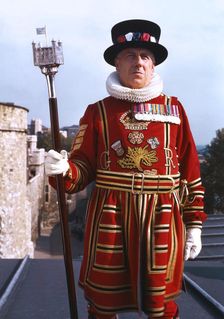 Beefeater at the Tower of London, c1955. Creator: Arthur Charles Kirby Ware
