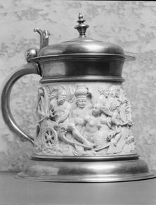 Beer stein decorated with relief carvings of mythological figures, 1923 Creator: Arnold Genthe