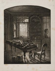 Beethoven's death room in the "Schwarzspanierhaus" in Vienna, 1827. Creator: Hoechle, Johann Nepomuk (1790-1835)