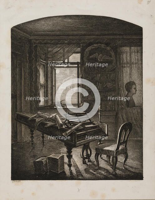 Beethoven's death room in the "Schwarzspanierhaus" in Vienna, 1827. Creator: Hoechle, Johann Nepomuk (1790-1835).