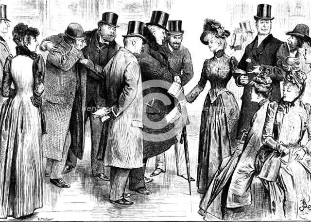 Before Mrs. Feilding left the gallery she had made twenty friends for life..., 1890. Creator: R. Taylor.