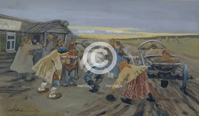Before a Tavern. Artist: Afanasyev, Aleksei Fyodorovich (1850-1920)