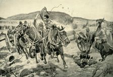 Before Ladysmith - Horse Artillery Galloping to Take Up a New Position 1900. Creator: Richard Caton Woodville II