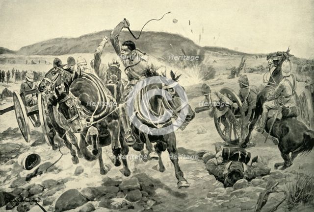 'Before Ladysmith - Horse Artillery Galloping to Take Up a New Position', 1900. Creator: Richard Caton Woodville II.