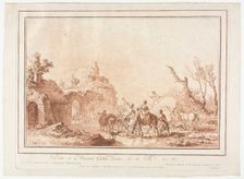 Before the Rampart of a Village, 1774. Creator: Jean François Janinet (French, 1752-1814)