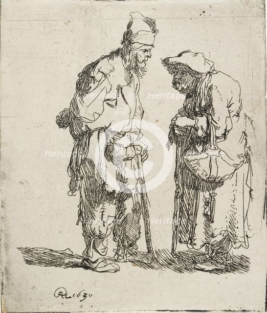 Beggar Man and Beggar Woman conversing, 1630. Artist: Rembrandt Harmensz van Rijn.