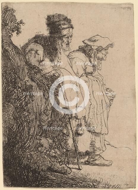 Beggar Man and Woman behind a Bank, c. 1630. Creator: Rembrandt Harmensz van Rijn.